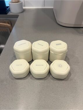 Cadence Cream Travel Toiletry Jars - 6 Piece Set